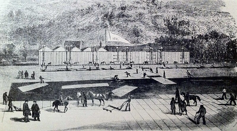 Ice cutting in New York, 1852