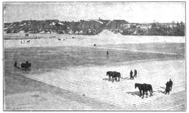 Ice harvesting on the Kennebec River, Maine