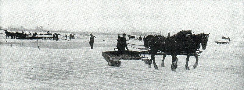 Horse-drawn ice plow