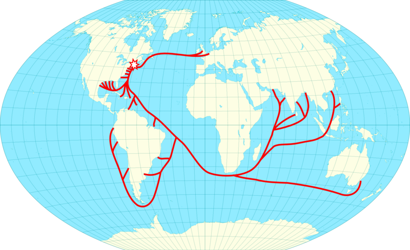World ice trade routes, 1856